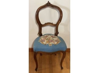 Antique Petite Mahogany & Needlepoint Chair