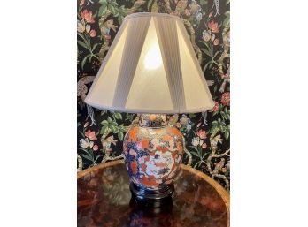 Large Oriental Style Lamp With Pleated Shade