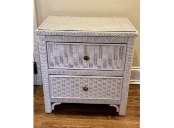 HENRY LINK White Wicker 2 Drawer Nightstand