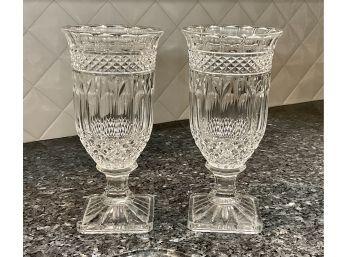 Pair Of Crystal Urn Style Vases