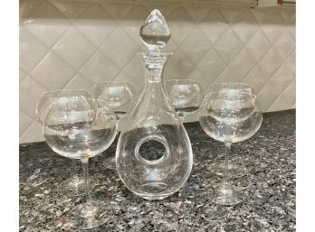 LENOX Decanter And Red Wine Glasses