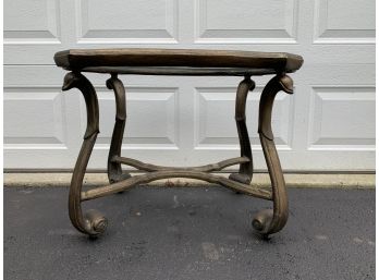 Carved Wood Side Glass Toped Table With Cobra Motif