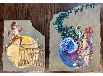 Original Acrylic On Slate Hermes ( Messenger Of The Gods)  Aphrodite ( Goddess Of Love) Samantha Rehr