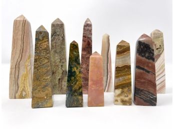 Collection Of Ten Natural Stone Obelisks