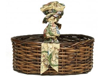 Large Wicker Basket With Hand Crafted Mod Podge Bow