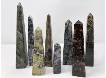Collection Of Eight Natural Stone Obelisks
