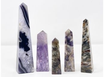 Collection Of Five Natural Stone Obelisks