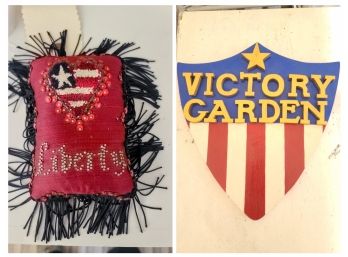 Fun Arts And Crafts Style Liberty Pillow  & Victory Plaque With American Flag