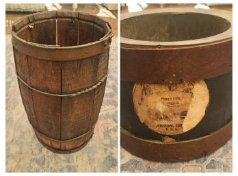 Antique Oat Storage Bin From Quaker Oats Co? Paired With Antique Barrel