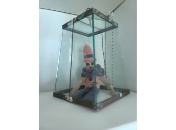 Vintage Glass Terrarium Paired With Antique (125 Years Old) German Doll