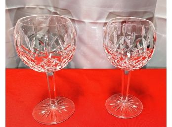 Pair Of Marked Waterford Lismore Wine Goblets