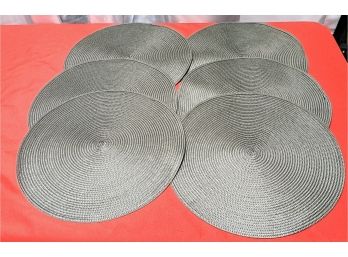 6 Round Gray Woven Placemats