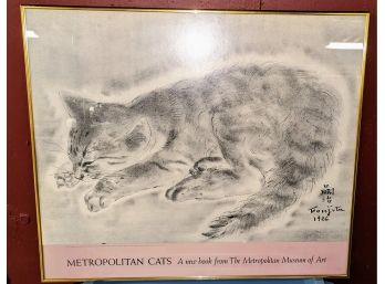 Tsuguharu Foujita Framed Exhibit Lithograph Poster Metropolitan Cats - 'Cat'