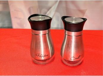 Stainless Steel & Glass Salt & Pepper Shaker Set