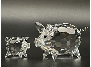 Swarovski Crystal Art- A Pair Of Pigs.