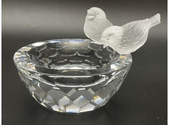 Swarovski Crystal Art- A Bowl With A Pair Of Birds.