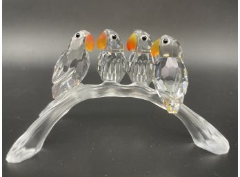 Swarovski Crystal Art- For Parrots On A Branch.