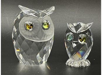 Swarovski Crystal Art- Pair Of Owls.