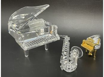 Swarovski Crystal Art- Collection Of Three Musical Instrument.