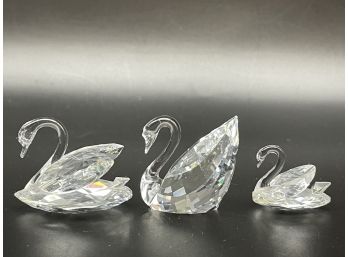 Swarovski Crystal Art- A Family Of Swans.