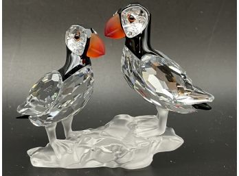 Swarovski Crystal Art- A  Pair Of Puffins..