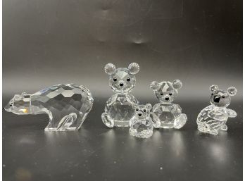 Swarovski Crystal Art- A Group Of Five Bears. .