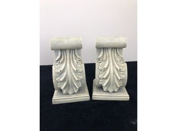 Vintage San Pacific International Resin Bookends With Floral Scroll