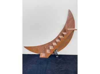 Mid Century Crescent Moon Style 2 Staircase Wood Hanging Shelf