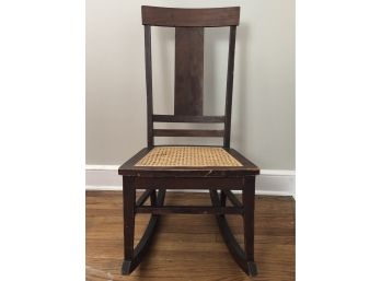 Wood And Rattan Rocking Chair