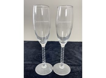 Pair Of Diamond Vision Champagne Flutes