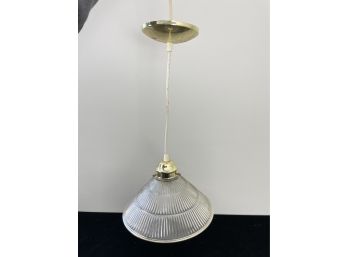 Vintage Ribbed Glass Pendant Light Fixture