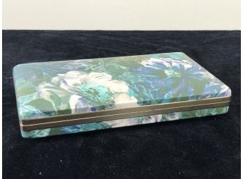 Midcentury 1960s Blue Floral Earring Storage Box