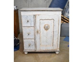 Antique Shabby Chic Painted Pie Cabinet