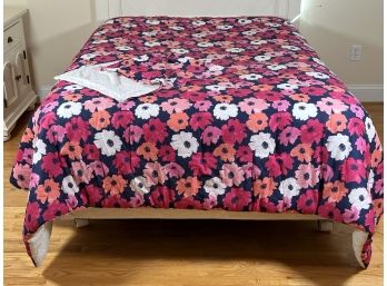 A Pretty Pink & Blue Floral Comforter/Shams, Reverse To Pink Dots
