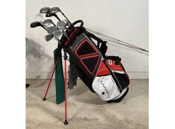 A Full Set Of Golf Clubs With Bag