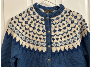 Vintage Norwegian Wool Sweater, Fair Isle Pattern, Women's Large