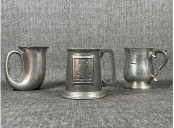 Three Collectible Vintage Steins In Pewter & Aluminum-Based Alloy