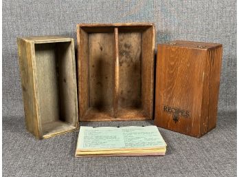 Vintage Wooden Box, Carry-All & Recipe File