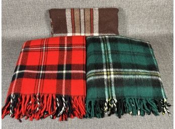 Three Festive Plaid Throw Blankets