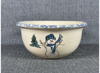 A Fun Snowman-Themed Pottery Popcorn Bowl: 'There'Snow More!'