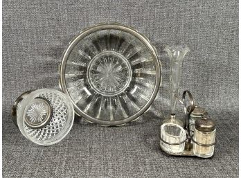 Assorted Vintage Glass & Silver Tabletop Items