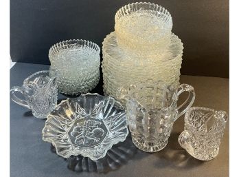 Large Lot Of Pressed Glass Tableware