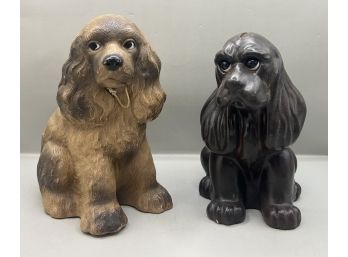 2 Vintage Plastic Cocker Spaniel Coin Banks