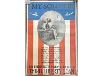 Original World War 1 My Soldier Third Liberty Loan Poster