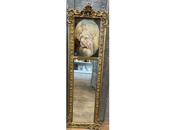 Gilded Framed Mirror With Rococo Painting