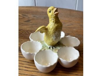Vintage German ROESLER Porcelain Egg Holder With Chick - Perfect For Easter