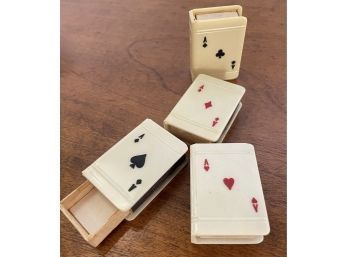 Kingsbridge 4 Aces Plastic Match Box Holders With Match Boxes - 1950's
