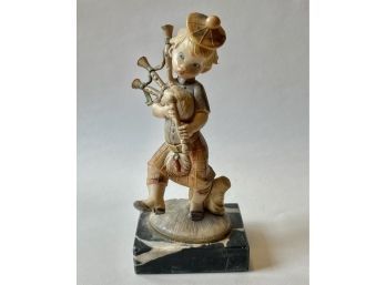 Scottish Boy Figurine On Carrara Marble Base