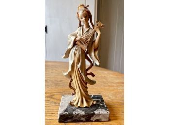 Exotic Figurine On A Carrara Marble Base - 8 1/4' High