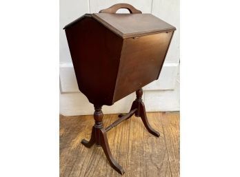Vintage Wooden Standing Mahogany Sewing Cabinet Or Stand